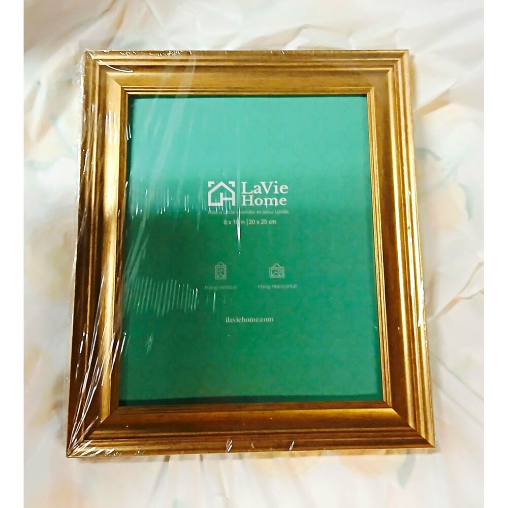 LaVie Home 8x10 Gold Wood Photo Frame Rectangle Wall Mounted